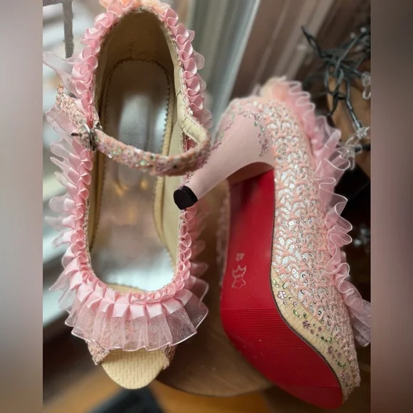 Custom OOAK Hand-Adorned Women’s Statement Heels Platform Pumps Size 42 (US 10) - Picture 12 of 15